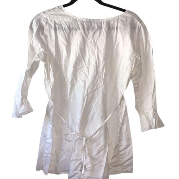 Motherhood White Cotton Maternity Blouse With 3/4 Sleeves & Tie Back - Picture 6 of 8